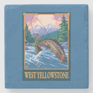 Fly Fishing Scene - West Yellowstone Stone Coaster