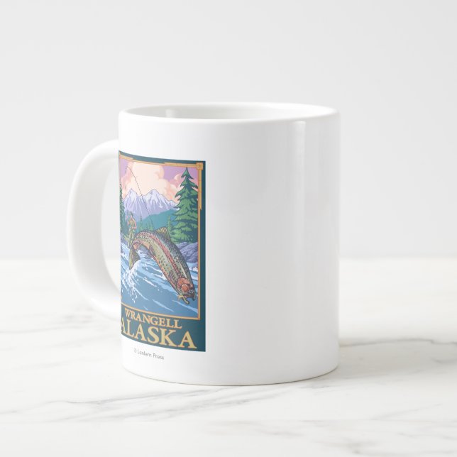 Fly Fishing Scene - Wrangell, Alaska Large Coffee Mug (Front Left)