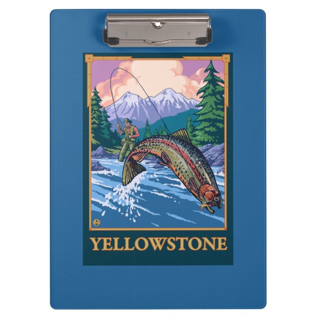 Fly Fishing Scene - Yellowstone National Park Clipboard (Front)