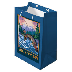 Fly Fishing Scene - Yellowstone National Park Medium Gift Bag