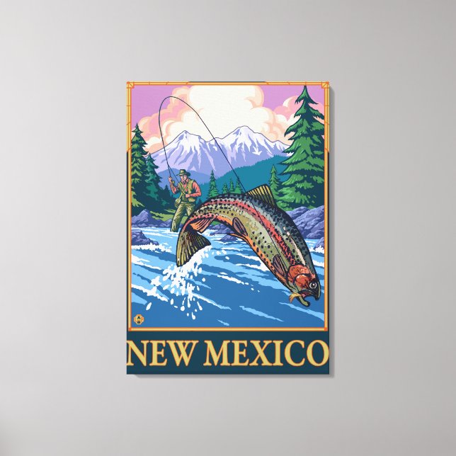 Fly Fishing SceneNew Mexico Canvas Print (Front)
