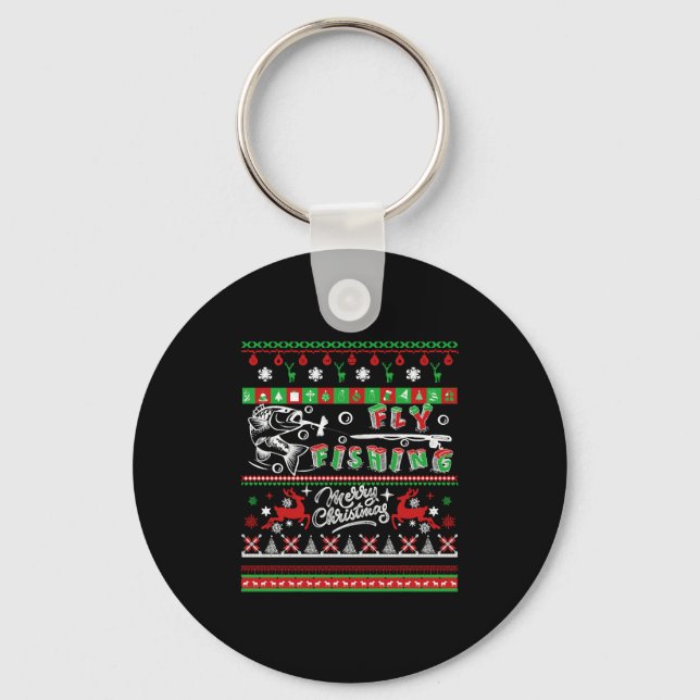 Fly Fishing Shirt - Fly Fishing Christmas Shirt Keychain (Front)