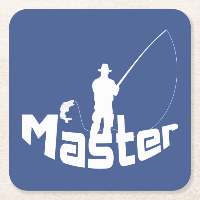 Fly fishing square paper coaster (Front)
