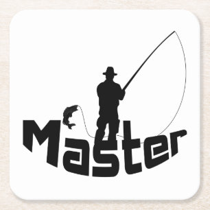 Fly fishing square paper coaster
