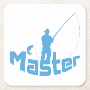 Fly fishing square paper coaster