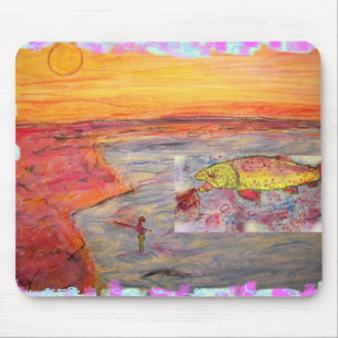 Fly Fishing Sunset Mouse Pad