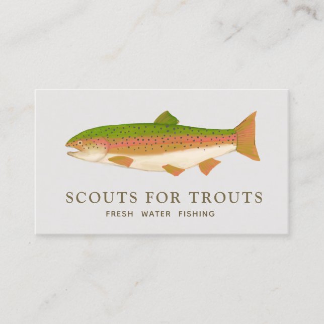 Fly Fishing Trout FreshWater Fishing Business Card (Front)