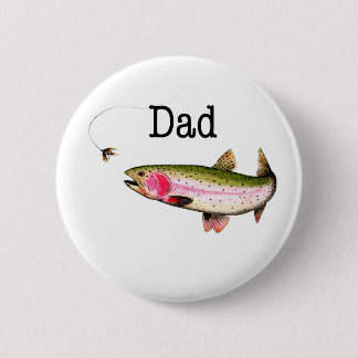 Fly fishing trout salmon  2 inch round button