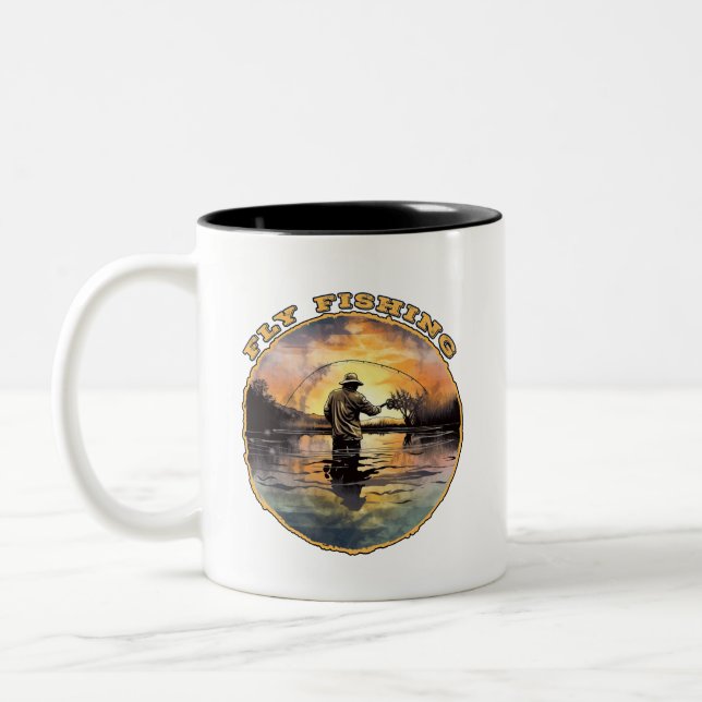 Fly Fishing Two-Tone Coffee Mug (Left)