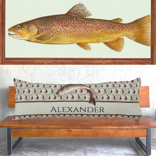 Fly Fishing Vintage Flies Rainbow Trout Body Pillo Pillow
