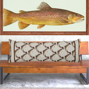 Fly Fishing Vintage Flies Rainbow Trout Body Pillo Pillow
