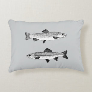 Fly Fishing - Vintage Trout Decorative Pillow