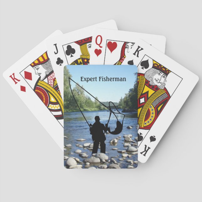 Fly Fishing with fisherman in stream Personalize Playing Cards (Back)