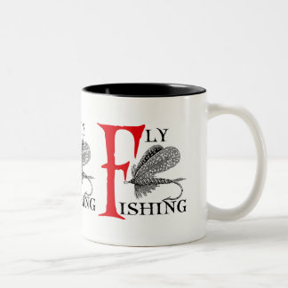 Fly Fishing With Fishing Lure Two-Tone Coffee Mug