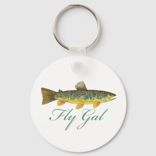 Fly Fishing Woman Keychain