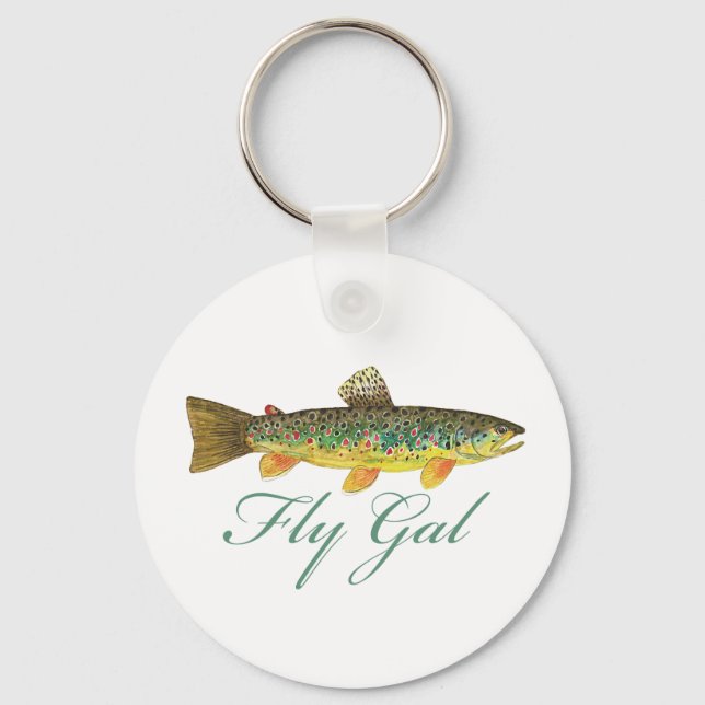 Fly Fishing Woman Keychain (Front)
