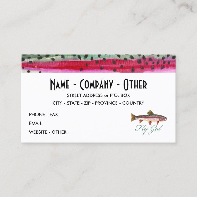 Fly Fishing Woman's Business Card (Front)