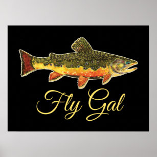 Fly Fishing Women FLY GAL Fly Tying Brook Trout Poster