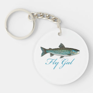 Fly Fishing Women Keychain