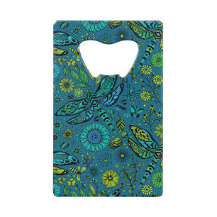 Fly, fly dragonfly on blue credit card bottle opener