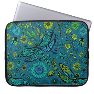 Fly, fly dragonfly on blue laptop sleeve