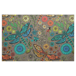 Fly, fly dragonfly on brown fabric