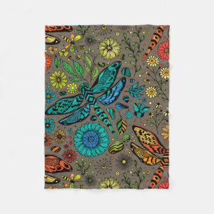 Fly, fly dragonfly on brown fleece blanket