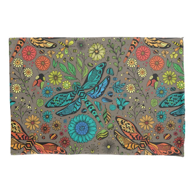 Fly, fly dragonfly on brown pillowcase (Front-Left)