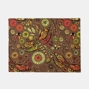 Fly, fly dragonfly on cinnamon brown doormat