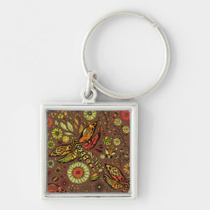 Fly, fly dragonfly on cinnamon brown keychain