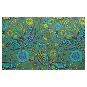 Fly, fly dragonfly on emerald green fabric
