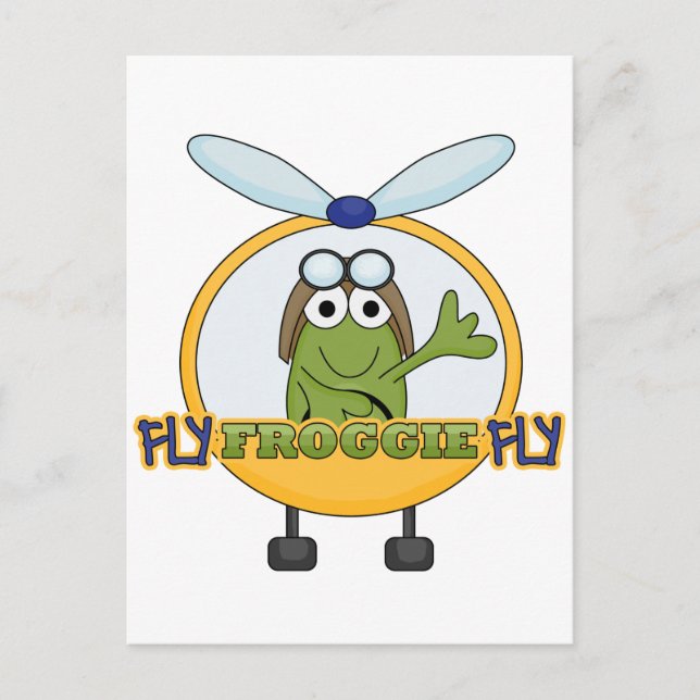 Fly Froggie Fly Helicopter Tshirts and Gifts Postcard (Front)
