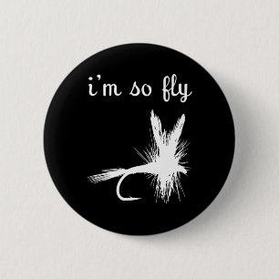 Fly Funny Fishing 2 Inch Round Button