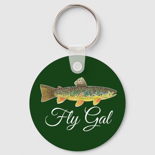 FLY GAL - Fly Fishing Fisherwoman Woman's Keychain (Front)