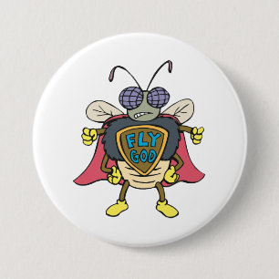 Fly God Superhero Fly Insect Character 3 Inch Round Button