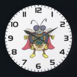 Fly God Superhero Fly Insect Character Large Clock<br><div class="desc">Keep time with a heroic twist using this Fly God wall clock. Featuring a large, colorful superhero insect character on the face, this clock is a functional piece of urban streetwear graphic art. The funny cartoon bug and retro comic art aesthetic make it a perfect addition to a bedroom, office,...</div>
