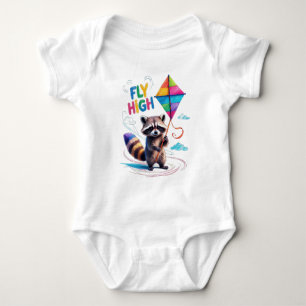 Fly High Cute Raccoon and Squirrel with Balloon Baby Bodysuit