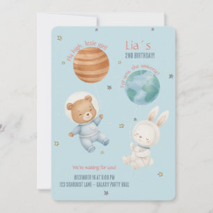 Fly High, Little Astronaut Girl Invitation