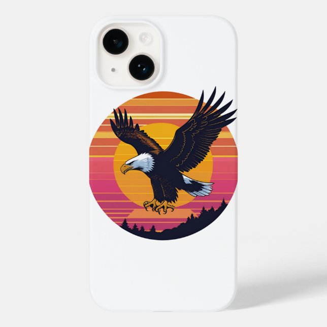 Fly High Soar Free – Retro Eagle Sunset Graphic Case-Mate iPhone Case (Back)