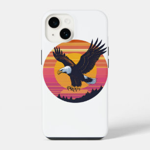 Fly High Soar Free – Retro Eagle Sunset Graphic iPhone 14 Case