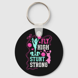 Fly High Stunt Strong Cheer Flyer Cheerleading Fly Keychain