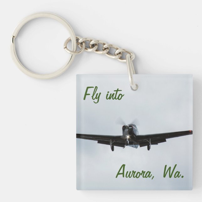 Fly into Aurora, Washington Keychain (Front)