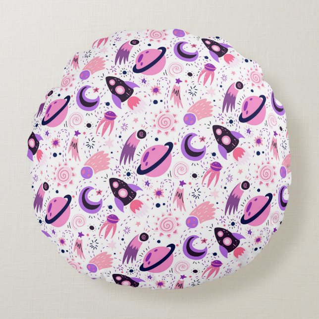 Fly into space!  round pillow (Front)