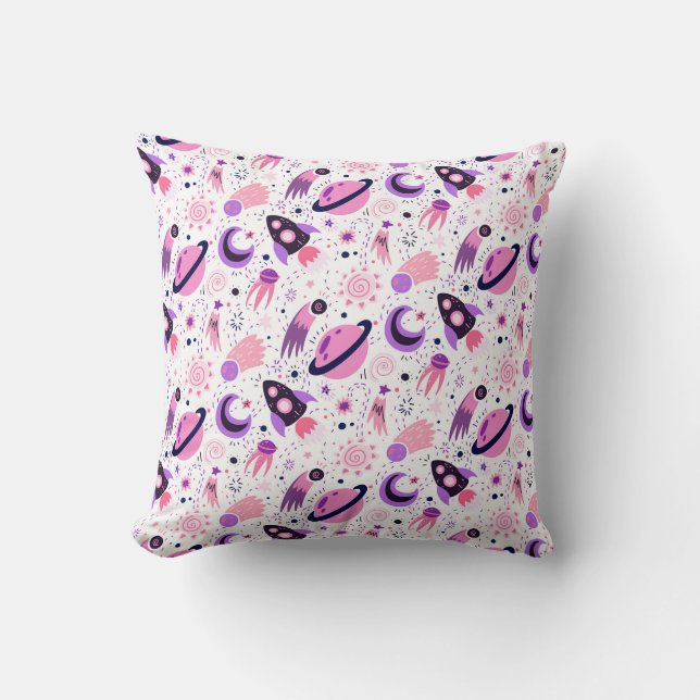 Fly into space!  throw pillow (Front)