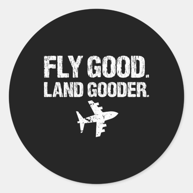Fly Land Er Airplane Aviation Classic Round Sticker (Front)