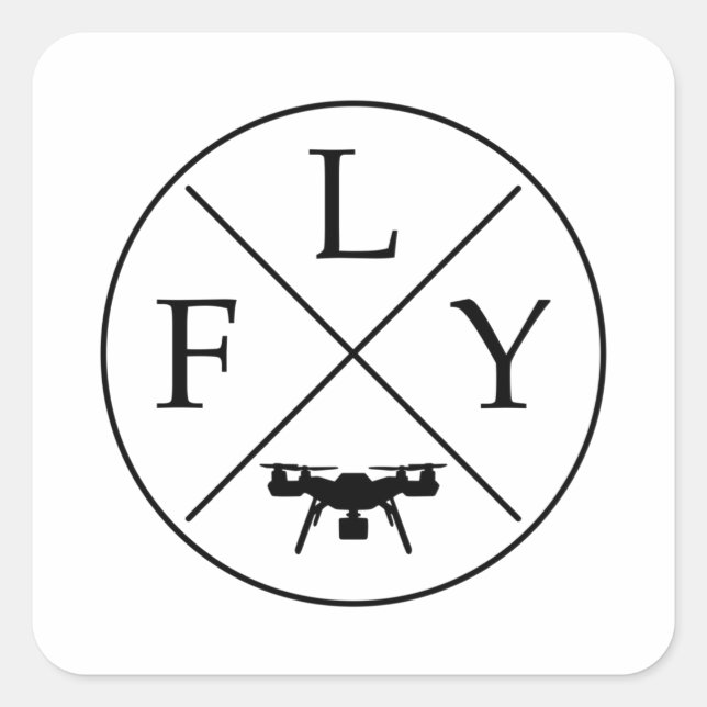 FLY Logo Drone Square Sticker (Front)