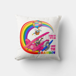 Fly me over the rainbow. throw pillow