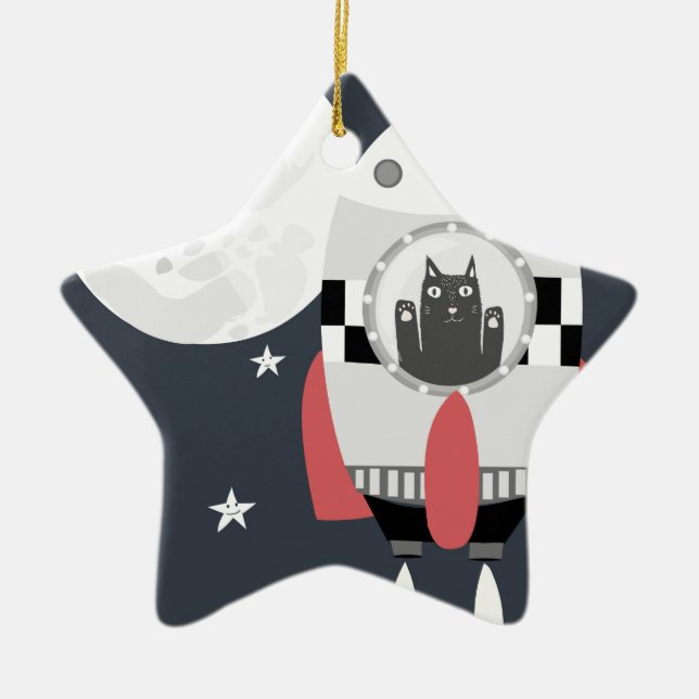 fly me to the moon ceramic ornament (Front)