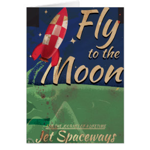 Fly me to the Moon Vintage Travel poster