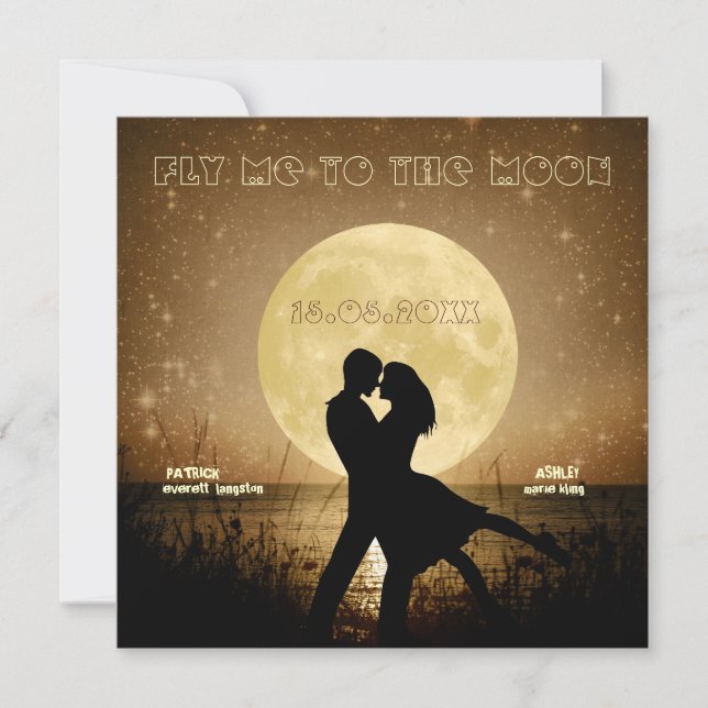 Fly Me to the Moon Wedding Invitation (Front)